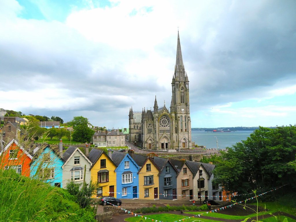 Colourful houses and St Colman's Cathedral - geograph.org.uk - 8344695