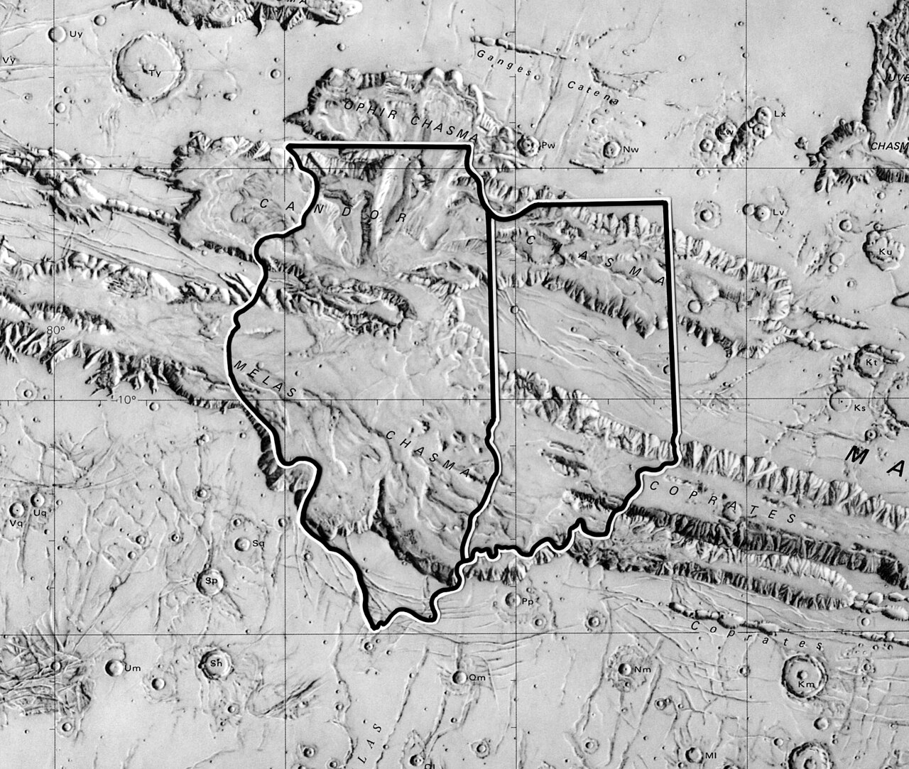 Valles Marineris compared with Illinois and Indiana (4090069446)