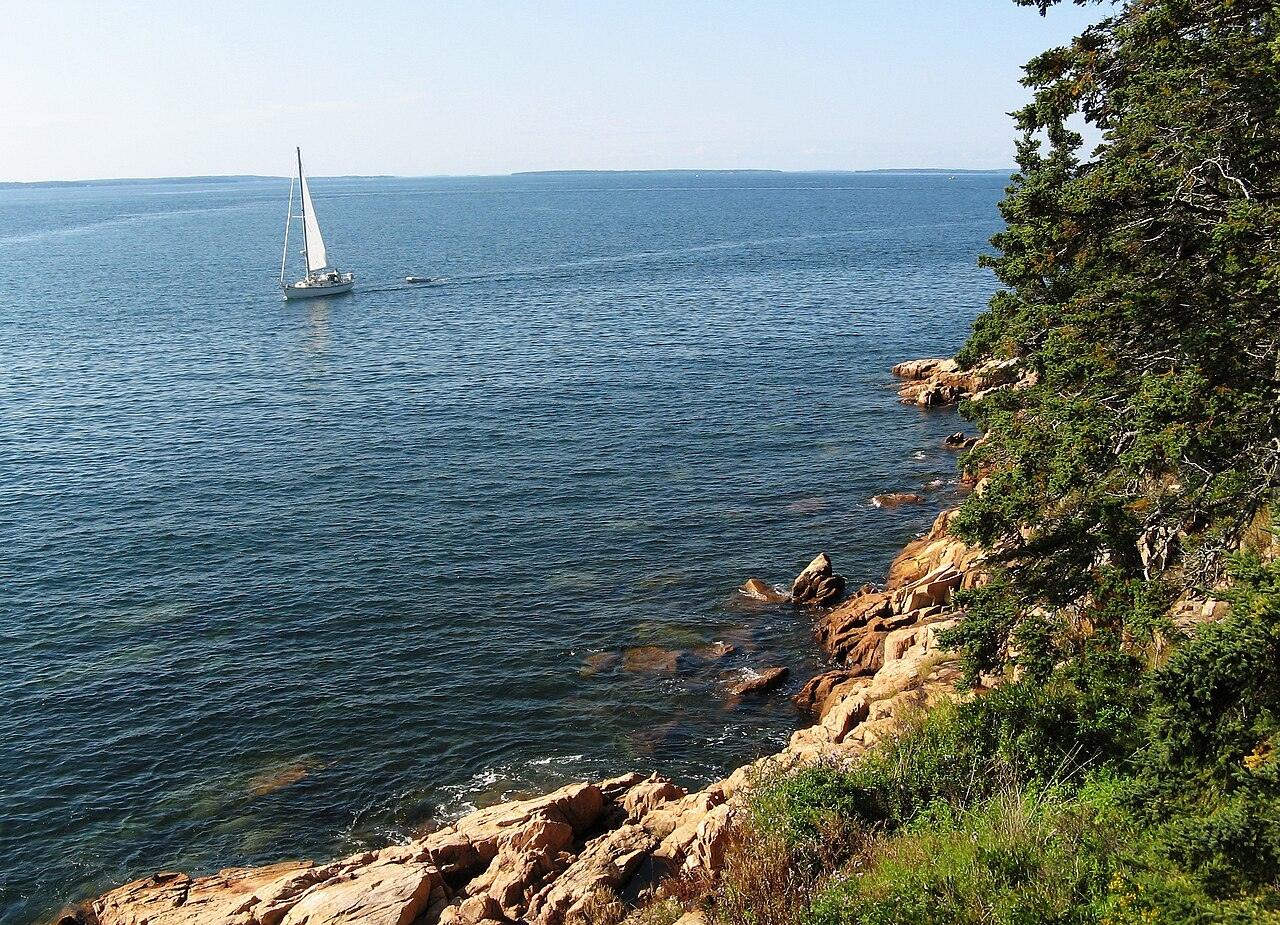 A beach in maine on a clear day