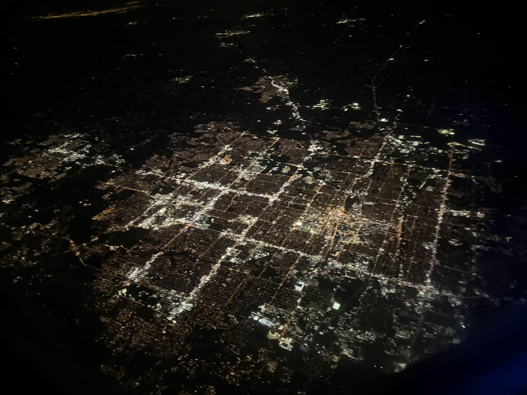 Aerial shot of Springfield MO at night